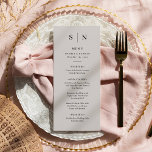 Minimal and Chic | Soft Gray and Black Wedding Menu<br><div class="desc">These elegant,  modern light gray wedding menu cards or rehearsal dinner menu cards feature a simple black text design that exudes minimalist style. Add your initials or monogram to make them completely your own.</div>