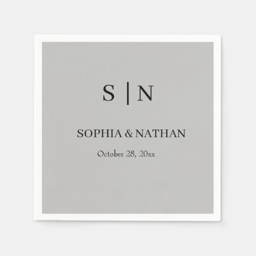 Minimal and Chic  Soft Gray and Black Wedding  Napkins