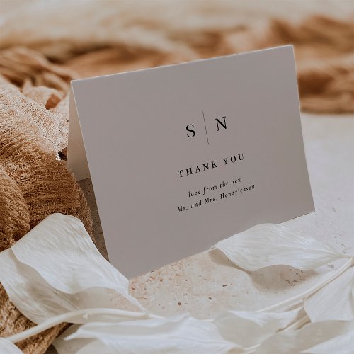Minimal and Chic  Soft Gray and Black Wedding Thank You Card