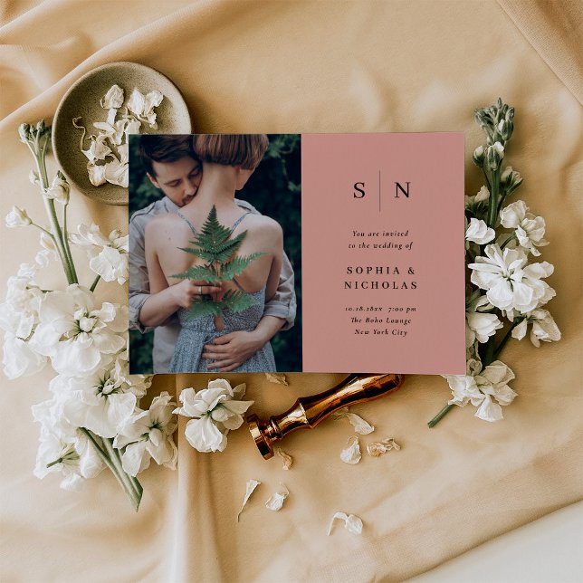 Minimal and Chic | Terracotta and Black Wedding Invitation (Creator Uploaded)