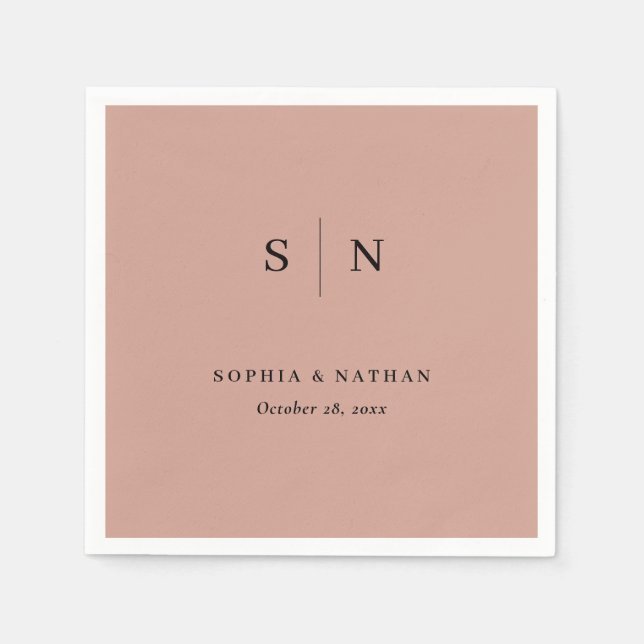 Minimal and Chic | Terracotta and Black Wedding Napkins (Front)