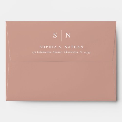 Minimal and Chic  Terracotta and White Wedding Envelope