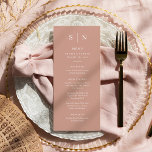 Minimal and Chic | Terracotta and White Wedding Menu<br><div class="desc">These elegant,  modern wedding menu cards or rehearsal dinner menu cards feature a simple terracotta and white text design that exudes minimalist style. Add your initials or monogram to make them completely your own.</div>