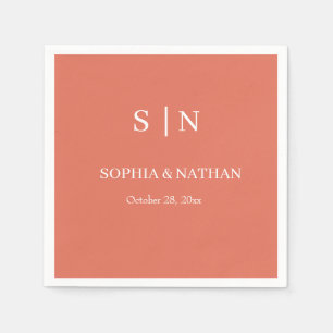 Minimal and Chic Terracotta and White Wedding Napkins