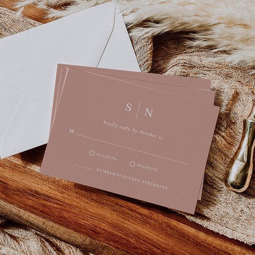 Minimal and Chic  Terracotta and White Wedding RSVP Card