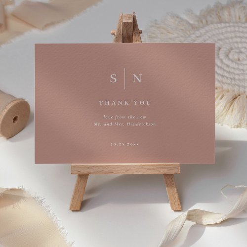 Minimal and Chic  Terracotta and White Wedding Thank You Card