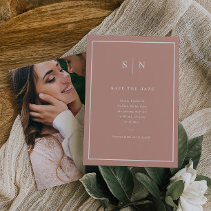 Minimal and Chic   Terracotta and White with Photo Save The Date