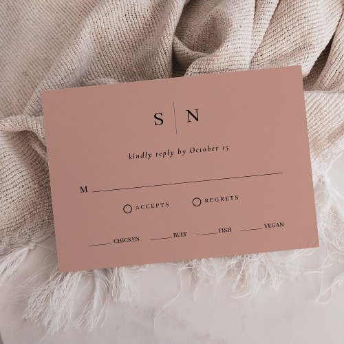 Minimal and Chic  Terracotta Meal Choice RSVP Card