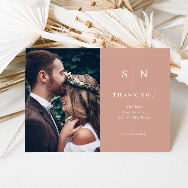 Minimal and Chic | Terracotta Two Photo Wedding Thank You Card