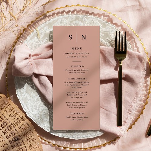 Minimal and Chic  Terracotta Wedding Menu