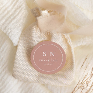 Minimal and Chic Terracotta Wedding Monograms Classic Round Sticker