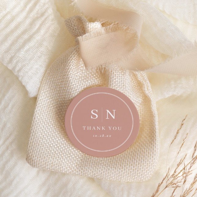 Minimal and Chic | Terracotta Wedding Monograms Classic Round Sticker (Creator Uploaded)