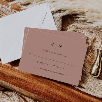 Minimal And Chic | Terracotta Wedding Rsvp Card by Customize_My_Wedding at Zazzle