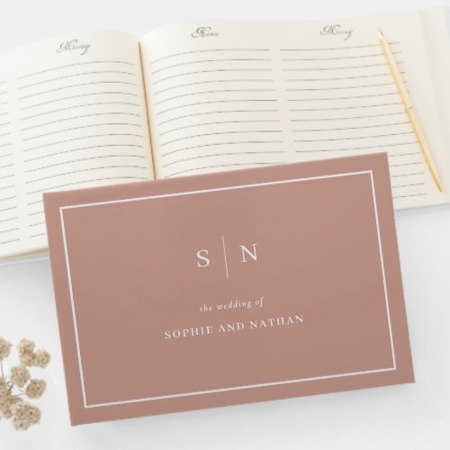 Minimal and Chic Terracotta  White Border Wedding Guest Book