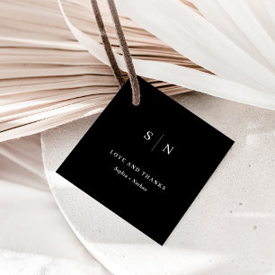Minimal and Chic Thank You Black Wedding Favor Tags