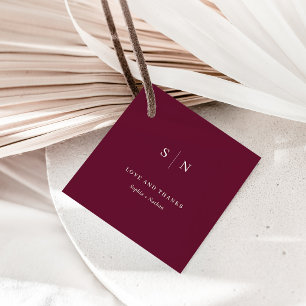 Minimal and Chic Thank You Burgundy Wedding Favor Tags