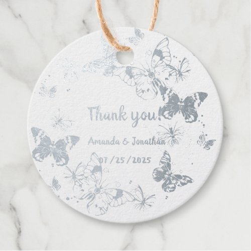 Minimal and Chic Thank You Wedding Silver Foil Favor Tags