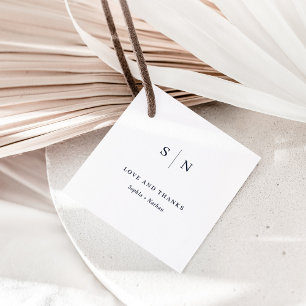 Minimal and Chic Thank You White and Navy Wedding Favor Tags