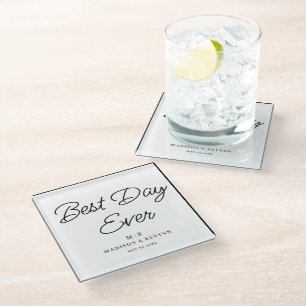 Minimal and Chic Wedding Glass Coaster