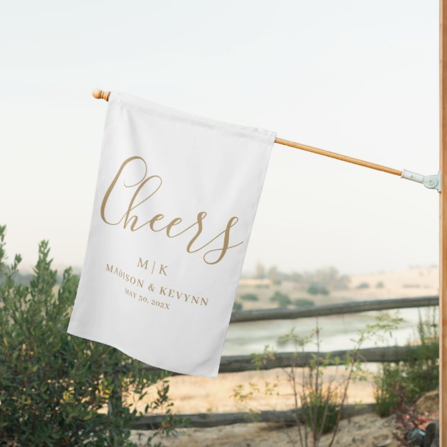 Minimal and Chic | Wedding House Flag (Insitu (Back))