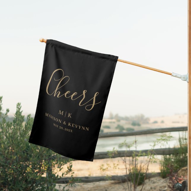 Minimal and Chic | Wedding House Flag (Insitu (Back))
