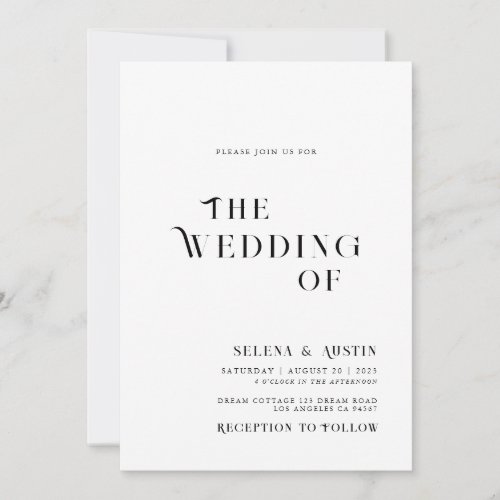 Minimal and chic Wedding invitation