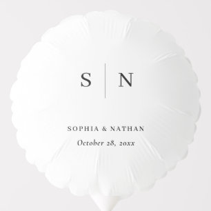 Minimal and Chic Wedding Monogram Black and White Balloon