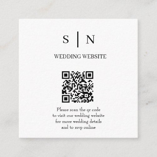 Minimal and Chic  White and Black QR Code Enclosure Card