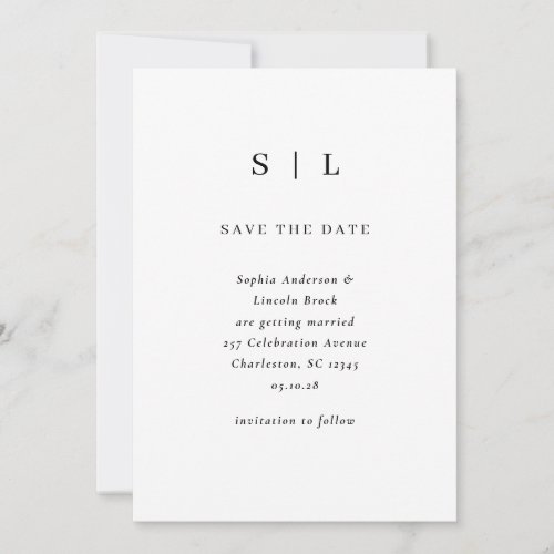 Minimal and Chic White and Black  Save The Date