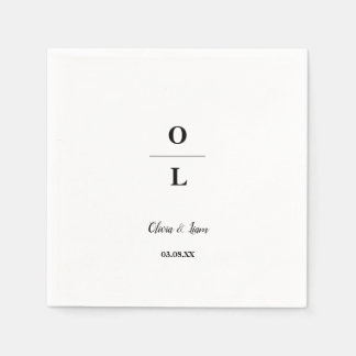 Minimal and Chic White and Black Wedding           Napkins