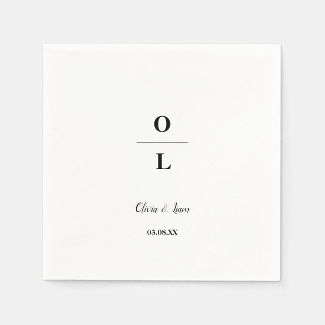Minimal and Chic White and Black Wedding           Napkins (Front)