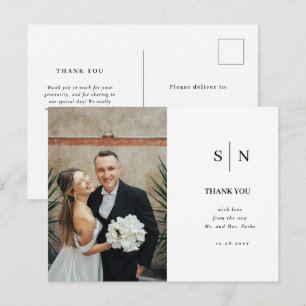 Minimal and Chic White and Black Wedding Postcard