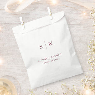 Minimal and Chic   White and Burgundy Wedding Favor Bag