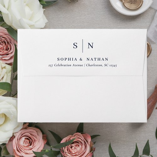 Minimal and Chic  White and Navy Blue Envelope