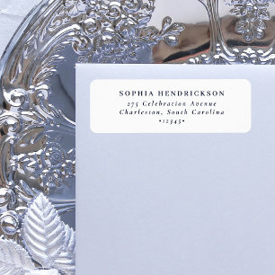 Minimal and Chic White and Navy Blue Label