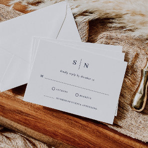Minimal and Chic | White and Navy Blue Wedding RSVP Card