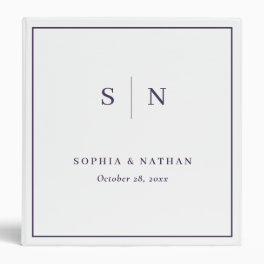 Minimal and Chic White and Purple Wedding 3 Ring Binder