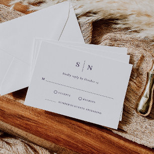 Minimal and Chic White and Purple Wedding RSVP Card