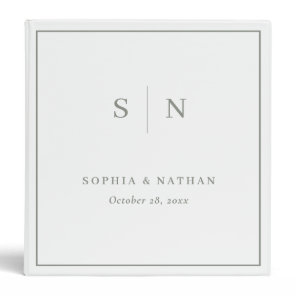 Minimal and Chic | White and Sage Green Wedding 3 Ring Binder