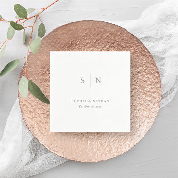 Minimal And Chic | White And Sage Green Wedding Napkins by Customize_My_Wedding at Zazzle