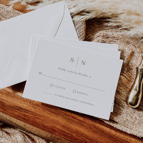 Minimal and Chic | White and Sage Green Wedding RSVP Card
