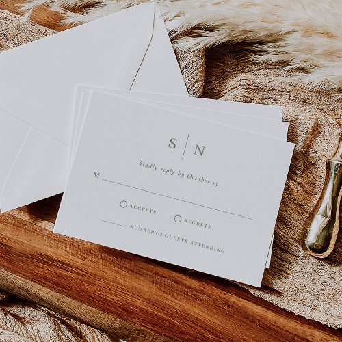 Minimal and Chic  White and Sage Green Wedding RSVP Card