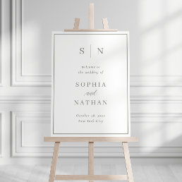 Minimal and Chic | White and Sage Wedding Welcome Foam Board