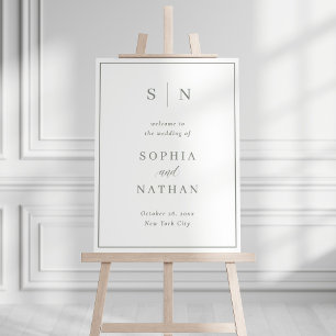 Minimal and Chic   White and Sage Wedding Welcome Foam Board