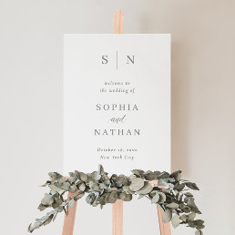 Minimal and Chic | White and Sage Wedding Welcome Foam Board