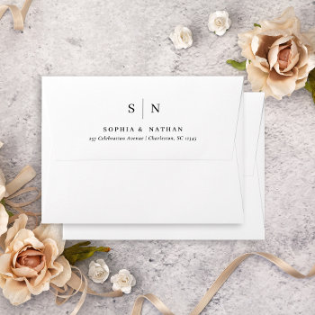 Minimal And Chic | White Monogram Budget Wedding Envelope by Customize_My_Wedding at Zazzle