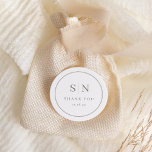 Minimal and Chic | White with Sage Wedding Initial Classic Round Sticker<br><div class="desc">These elegant,  modern wedding thank you favor stickers feature a simple white and sage green text design that exudes minimalist style. Add your initials or monogram to make them completely your own.</div>