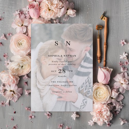 Minimal and Chic  Your Photo with Overlay Wedding Invitation