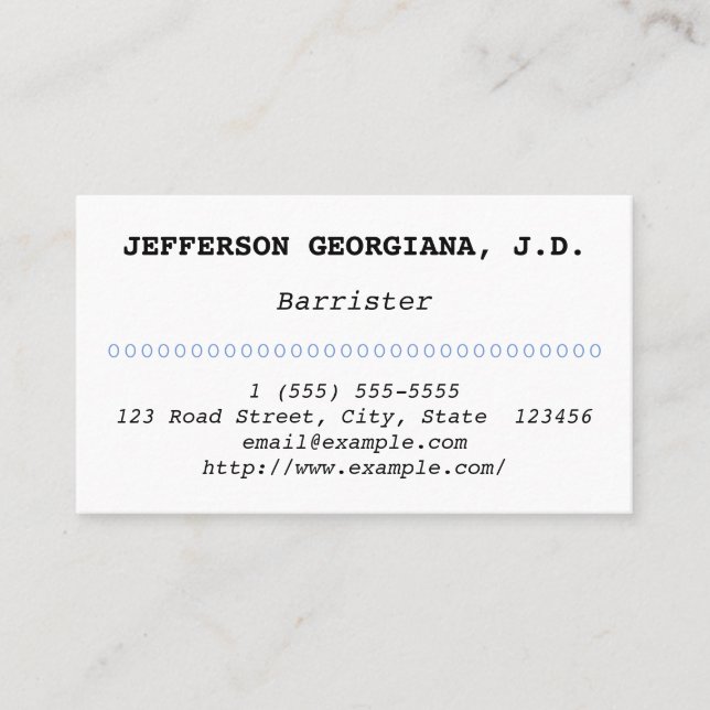 Minimal and Conservative Barrister Business Card (Front)