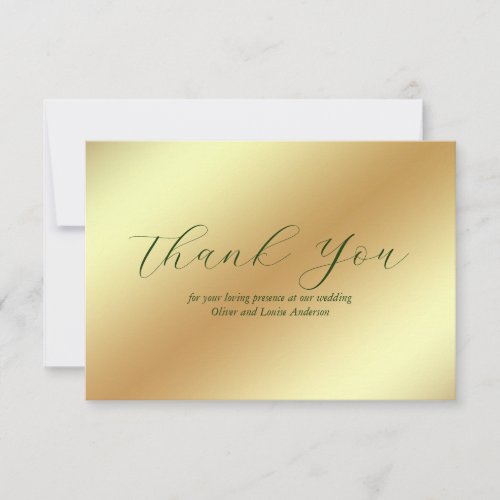 Minimal and elegant golden Wedding   Thank You Card